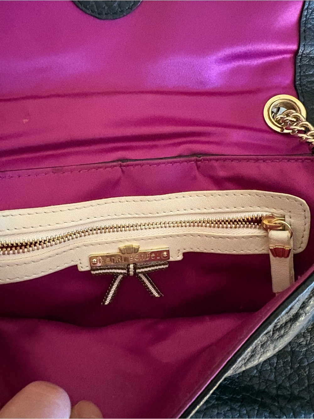 Henri bendel Classic Black Leather Chain-Trim Shoulder Bag - Picture 5 of 12